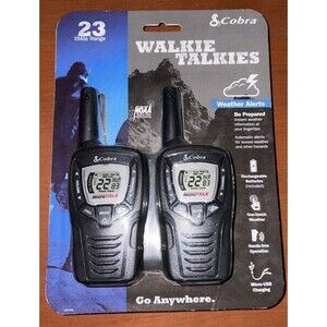 Cobra CXT345 Walkie Talkies 23 Mile NOAA Weather Radio Rechargeable New